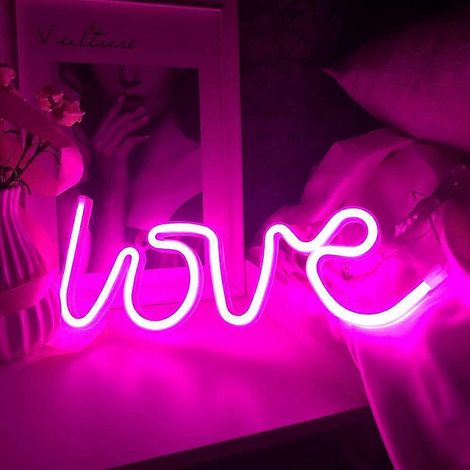 Enseigne lumineuse LED néon « Love » - Décoration murale pour chambre d'étudiant ou maison - Idée cadeau Saint-Valentin (1/5)