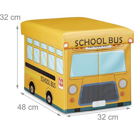 Scatola portagiochi sintetica con coperchio, pouf pieghevole per bambini, giallo 1300007814