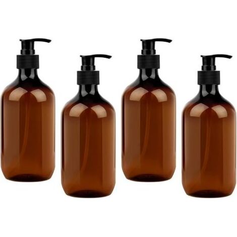 Distributeur Savon - 500 ML - En PET Reutilisable - Anti-Fuite - Pour Salle De Bain Cuisine - Lot De 4 (1/5)