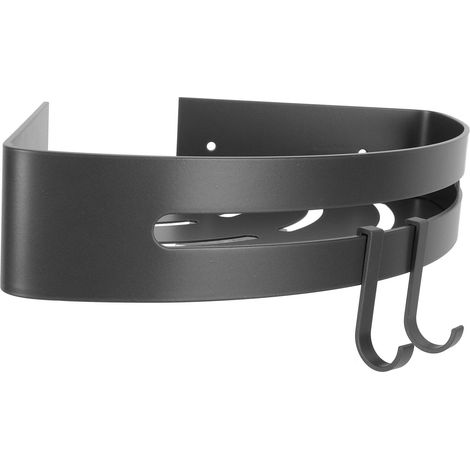Étagère triangulaire d'angle gris pour rangement organisation, en aluminium et accessoire de salle de bain (1/5)