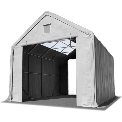 4x8m hangar TOOLPORT avec fenêtres dans le toit, porte 3x3m, PRIMEtex PVC 2300 N, anti-feu