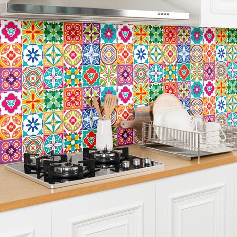 Sticker Mural Carrelage adhésif Cuisine Salle de Bain - 30 STICKERS CARRELAGES AZULEJOS ZORANA - 30stickers10x10cm (1/5)