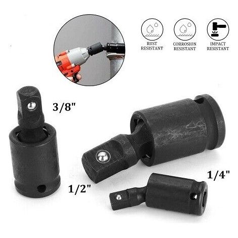SET 3 ADATTATORI 3/8" 1/2" 1/4" A SNODO GIUNTO GIREVOLE UNIVERSALE ADATTATORE (1/5)