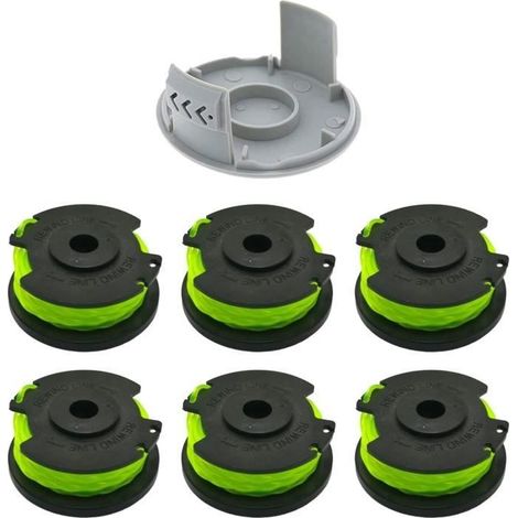 (Noir)Bobine de fil de rechange pour débroussailleuse Ryobi RAC143 RLT36B33 et RY36LT33A-0 (6 bobines + 1 capuchons) (1/4)