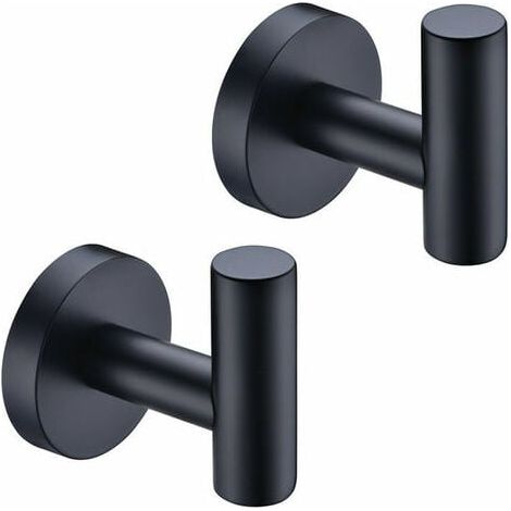 2pcs Home Patère à Crochets pour Peignoir Salle de bain WC Manteau Serviette Chapeau en Acier Inoxydable (noir)Convient pour la salle de bain (1/4)