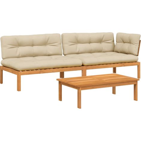 Maison Exclusive - 3-tlg. Garten-Sofagarnitur aus Paletten mit Ki (1/5)