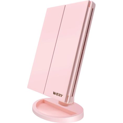 Miroir de Maquillage de vanité éclairé 1x/2x/3x à Trois Volets avec écran Tactile de 36 lumières LED et Chargement USB, réglable à 180 degrés pour Miroir de Maquillage cosmétique de comptoir (1/5)