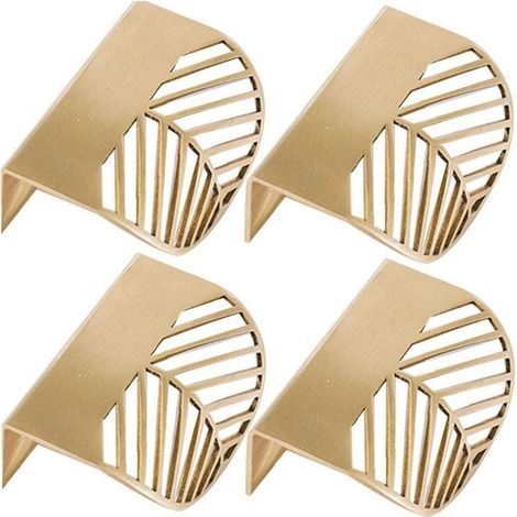 4 pcs Forme des Feuilles Cabinet Pulls Laiton Doré Poignées De Meubles De Cuisine Porte De Cuivre Tirettes De Tiroir-Fei Yu (1/5)