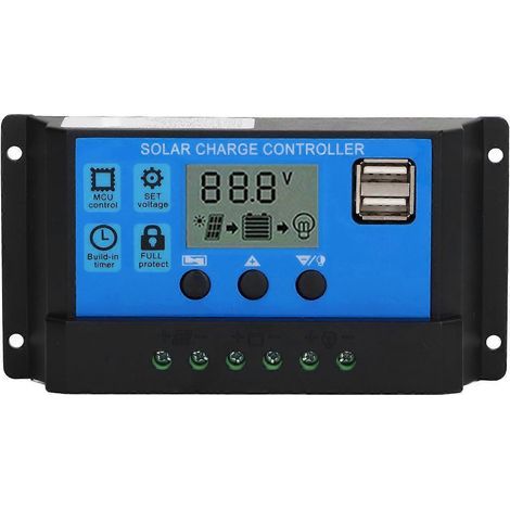 Laderegler für 12V/24V Solarmodule mit PWM-Photovoltaikregler, LCD-Bildschirm und MPPT-Solarladegerät (100A) (1/4)
