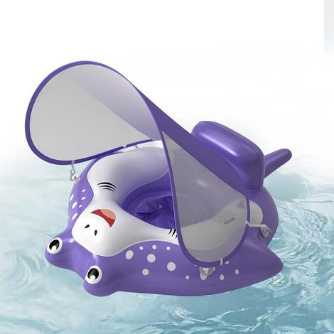 Flotteur De Piscine pour Bébé avec Auvent, Anneaux De Natation Gonflable, Améliorez Bouée Bébé Anti-Retournement,Siège De Sécurité Réglable, pour Bain, Plage, Vacances D'été (1/3)