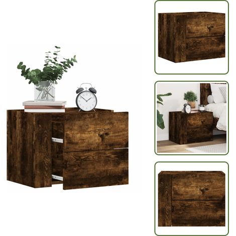 Table de chevet murale chêne fumé 45x30x35 cm - Table De Chevet Murale - Meuble De Chambre - Table De Nuit - Rangement Mural - Décoration Intérieure (1/5)
