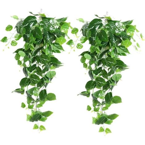 Lot de plantes artificielles suspendues, 90 cm de faux lierre, feuilles de scindapsus pour la décoration (1/4)