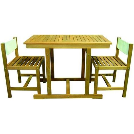 Vigor 9692120 Priamo Set Arredo Giardino 3 Pezzi Legno Acacia FSC 1 Tavolo 2 Sedie Schienale Textilene colore Natural
