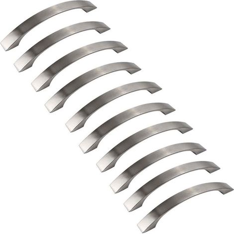 Lot de 10 poignee de meuble cuisine - chromées- Poignées de porte Nickel Brossé poignee de cuisine poignée cuisine inox entraxe 96mm (1/5)