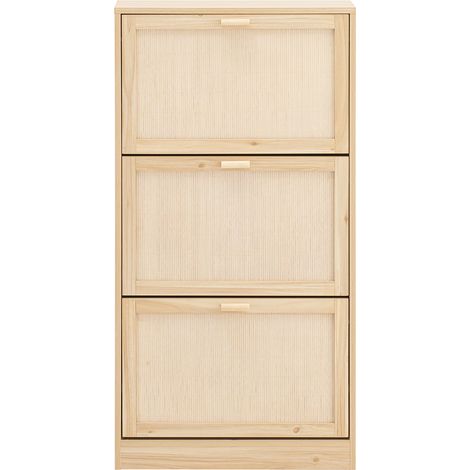 SoBuy Scarpiera Slim Da Ingresso Con 3 Ante E 3 Ripiani Naturale 60x24x118cm FSR159-N (1/5)