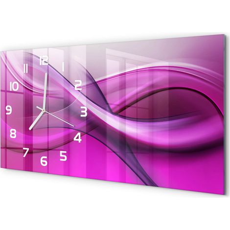 Horloge Murale Salon 60x30 cm Panoramique Verre Trempé Décoration Murale Arrière-plan de vague (1/5)