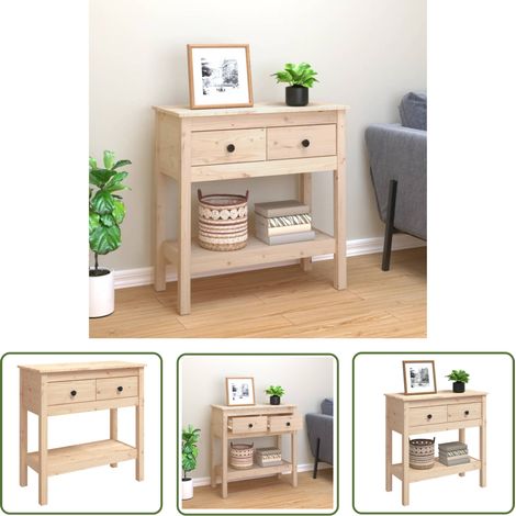 The Living Store Table console 75x35x75 cm Bois massif de pin - Table Basse - Meuble Entrée - Table D'appoint - Table Console - Mobilier Intérieur (1/5)
