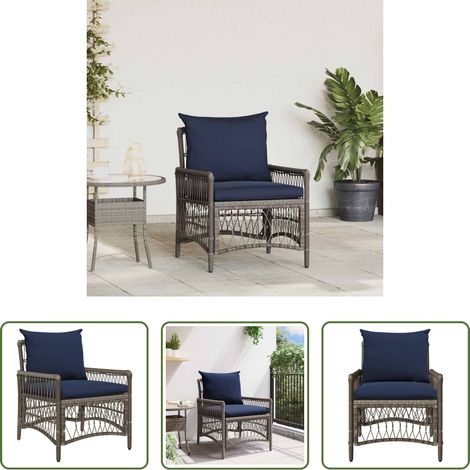 Poly-Rattan -  Gartenstuhl mit Kissen Grau 73 x 61 x 77 cm Poly-Rattan (1/5)