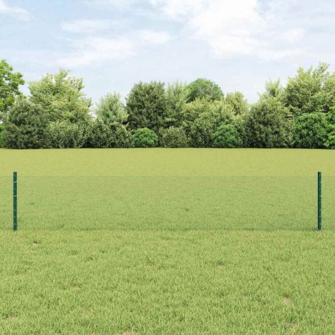 Zaun mit Pfosten Grün 0,4 x 10 m Stahl und PVC