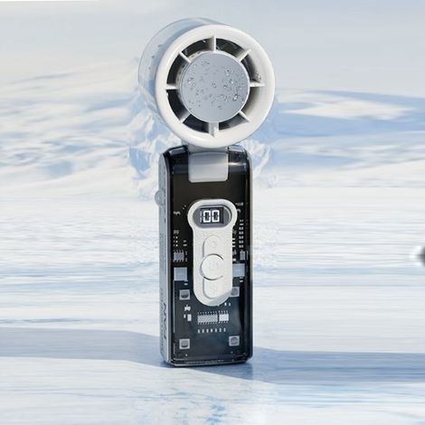 Mini-ventilateur portable,Pliable Avec Smart Display,Flux d'air spiralé à 360°,3 600 mAh Haute capacité,Travail, voyages,transparent (1/4)