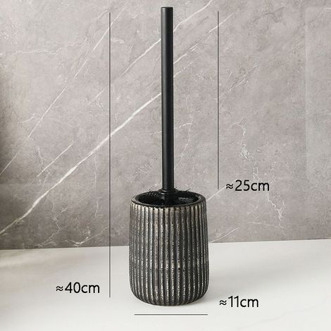 1 Porte-brosse WC,Longue poignée,Céramique foncée,Base amovible,Salle de bain (1/4)