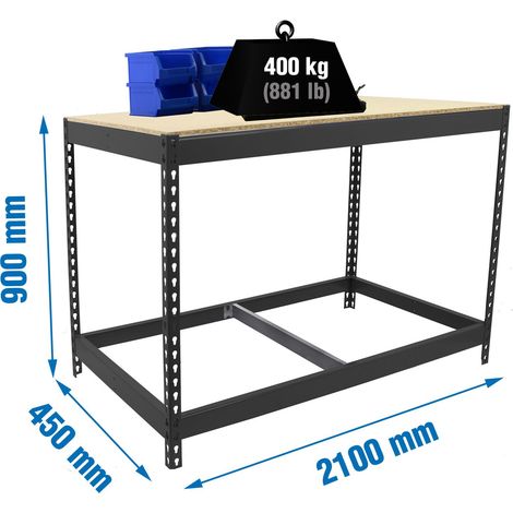 Banco de trabajo Simon-Rack basic 1 robusto anthracita madera