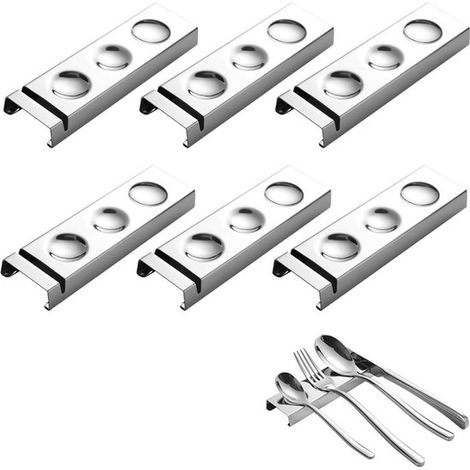 Portaposate da 6 pezzi – Acciaio inossidabile (argento) – Per bacchette, cucchiai, coltelli e forchette (14,5 x 4,5 x 1,5 cm) (1/5)