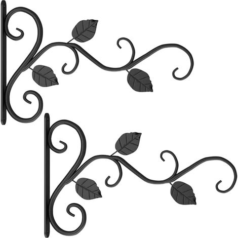 Confezione da 2 ganci per piante da esterno, in ferro resistente, resistenti alle intemperie, per appendere mangiatoia per uccelli, carillon di vento, cesto di fiori, ganci per parete (1/5)
