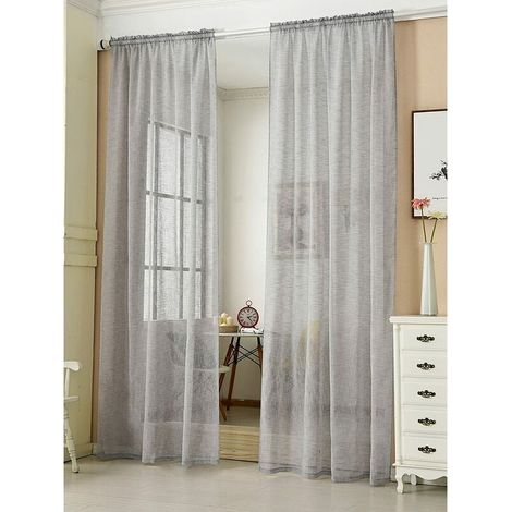 Rideau Voilage décoration pour fenêtre Suspension à Pattes VH5863ws 140x245 cm 2 pièce Blanc (1/4)