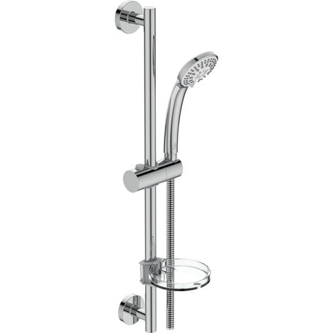 Ideal Standard Idealrain S3 - Set Doccia con Asta 60 cm, Doccetta 3 Getti Anticalcare e Supporti Parete Regolabili Alta Resistenza - Cromo (1/2)