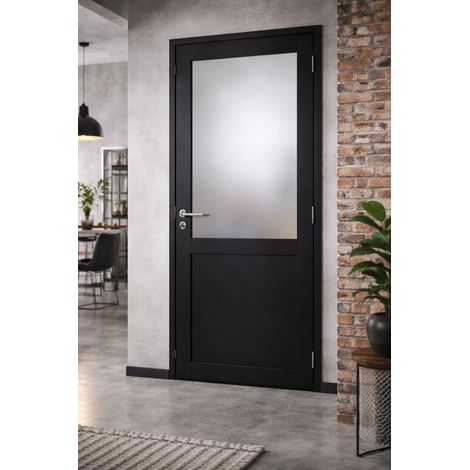 Bloc Porte Athena Noir H204 X L83 Cm Côte Tableau P.gauche,poignee Pomerol Gd Menuiseries