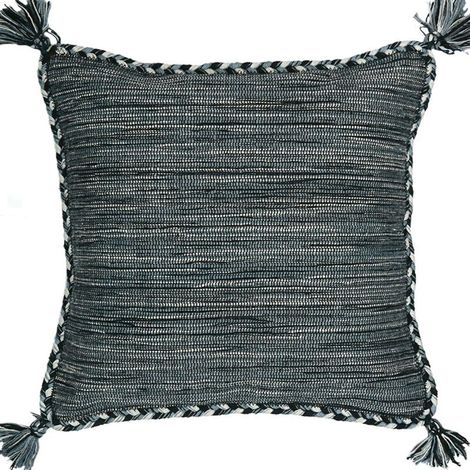 SAHARA - Coussin 100% coton tissé et tressé gris 45x45 (1/5)