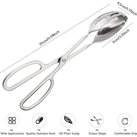 Pinces Cuisine - Acier Inoxydable - 25,3 Cm - Pour Steak Gaufres Barbecue - 2 Pièces (1/5)