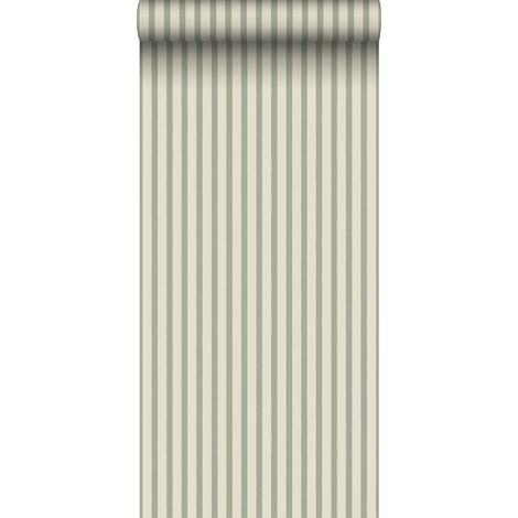 papier peint rayures peintes horizontales vert grisé - Sanders & Sanders (1/5)