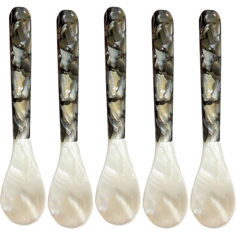 Pearl Spoon For Caviar, 5 Piece Shell Pearl Spoon Set, Elegant Decorative Caviar Serving Spoons, Perfect For Caviar, Eggs, Ice Cream, Coffee, And Desserts, Luxury Serving Set For Parties, Event (1/5)