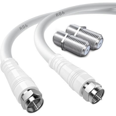 RG6 Câble d'antenne TV RG6 câble coaxial avec connecteur F femelle 75 Ohm, pour décodeur câble, TV, satellite, 3,3 pieds (1 M) (1/5)