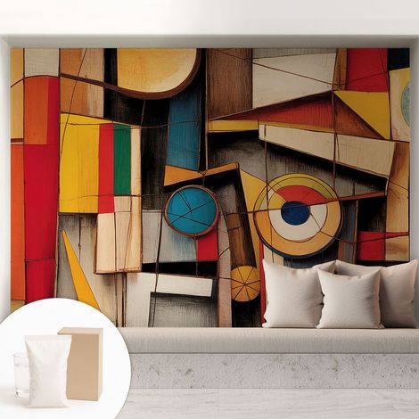 Tapete Vliestapete mit Kleber - abwaschbar - Arbeitszimmer - Esszimmer- Top Qualität Geometrische Muster 208x146 cm (1/5)