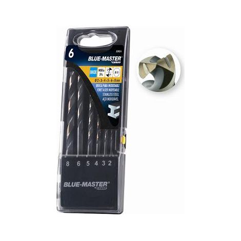 Brocas din338 hss-co split point/antislip inox ø2-8 mm, juego 6 piezas