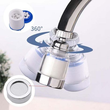 3 Pièces Filtre Robinet Anti Calcaire Rotatif À 360°, Transparent, Avec 6 Éléments Filtrants En Coton Pp, Filtre Robinet