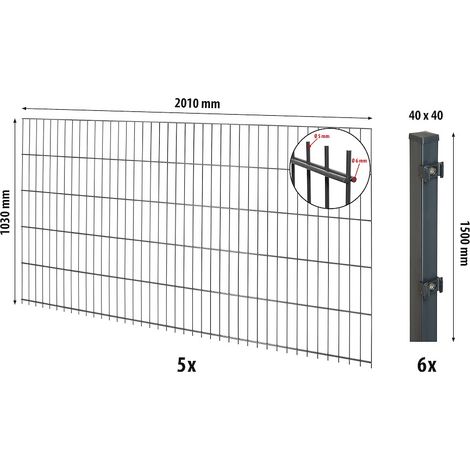 Comfort DS-Mattenzaun-Set 1030 L=10 m,anthr,m.Pfosten Classic