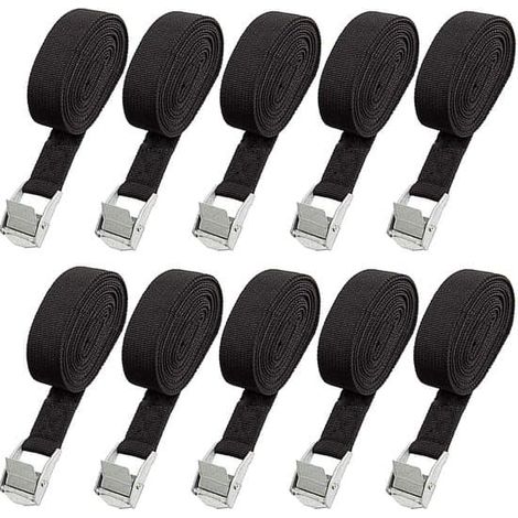 10 sangles d'arrimage haute résistance, sangles d'arrimage réglables de 0,5 m, avec clips, pour kayaks, chargement, bagages, canoës (1/4)