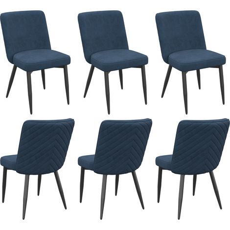 Set di 6 sedie da pranzo 45,5x43,5x85 cm in velluto, sedie da cucina con schienale alto e confortevole per ufficio, sala da pranzo, soggiorno, cucina, camera da letto, blu scuro