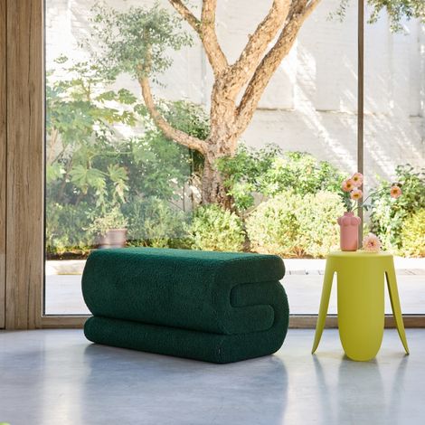 Banc design revêtement bouclette vert 1-2 places L 92 x P 50 x H 45cm - Sasha