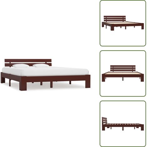 Cama de pino - vidaXL Estructura cama sin colchón madera pino marrón oscuro 160x200cm - Cama moderna