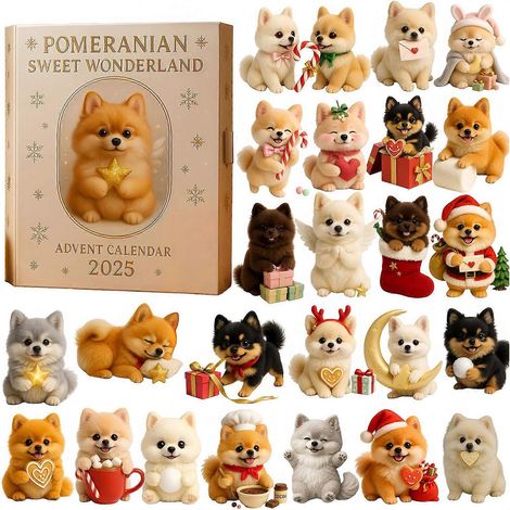 Pomeranian Sweet Wonderland Weihnachts-Adventskalender 2025 mit 24 2D-Acryl-Figuren, 24-Tage-Countdown-Kalender als Weihnachtsgeschenk (1/5)