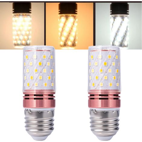 Ampoule E27 à intensité variable, 16 W, trois couleurs, 1600 lm, AC 220-240 V, économie d'énergie, intensité variable - Rose (2 pièces) (1/5)