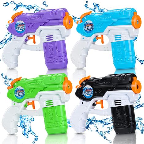 4 Pack 150ml Pistolet a Eau - 10m Longue Distance Petit Pistolets et Fusils à Eau - Puissant Adulte Enfants- Jouet Plage Piscine Fête d'été