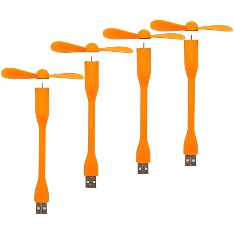 Mini ventilateur USB, ventilateur de poche portable alimenté par USB-A, petit refroidisseur silencieux, pour la maison, le bureau, la voiture, les voyages en extérieur - Lot de 4 (orange) (1/5)