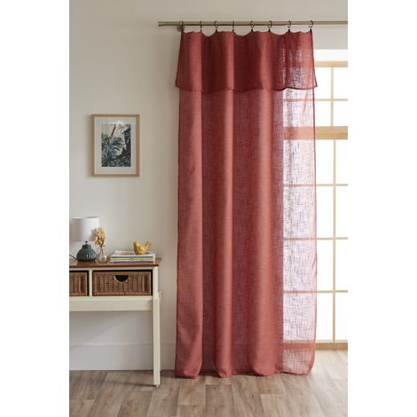 Voilage ajustable + 8 anneaux pince 140 x 270 cm Polyester effet lin "Nia" Le fil d'Ariane - Nia Terracotta - (1/4)