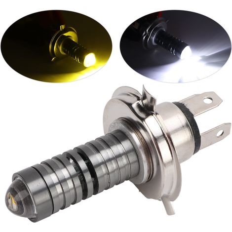 H4 LED-Scheinwerfer mit Linsen, zweifarbiges Doppelklauen-Design, superhelle modifizierte Glühbirnen für Motorräder und Elektrofahrzeuge, Fern- und Abblendlicht, gelb und weiß. (1/5)